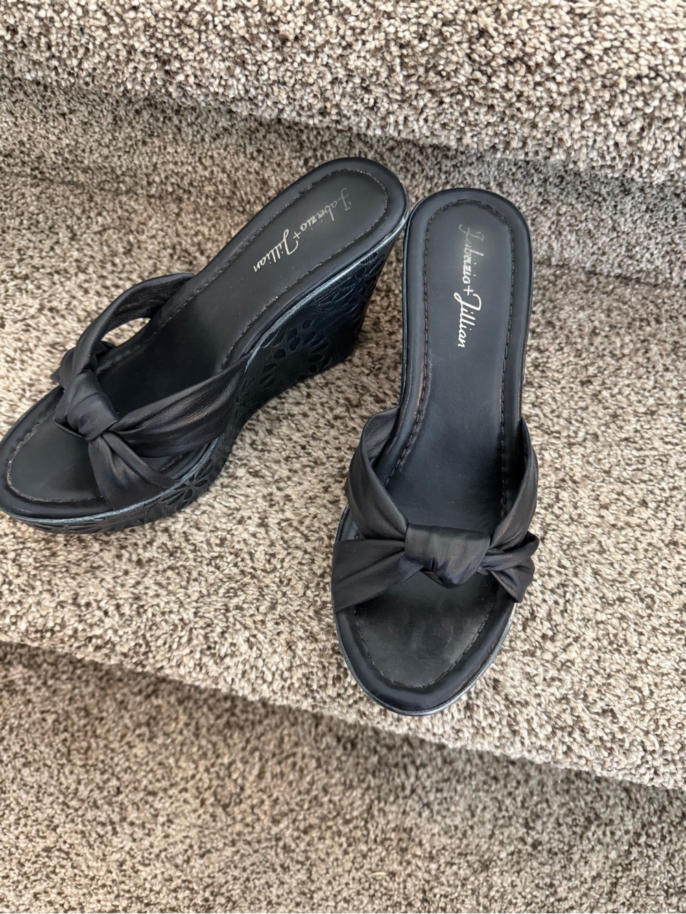 Navy Knot-Front Wedge Slide by